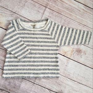 Lucky Brand Cream & Gray Striped Sweater Small